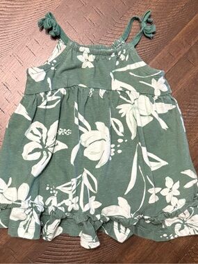 Carter's Green Floral Ruffle-Cuff Tank